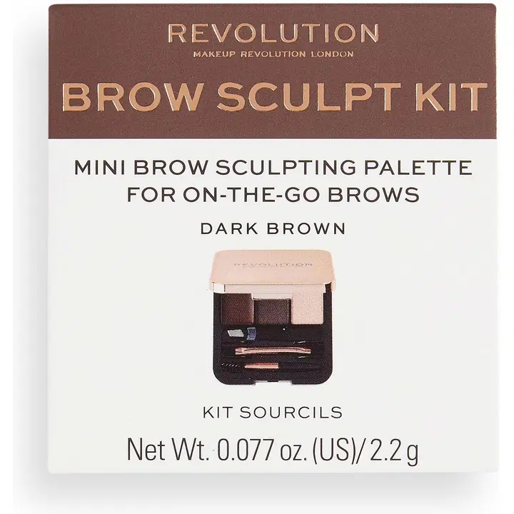 Makeup Revolution brow sculpt kit minikulmasetti tumman ruskea