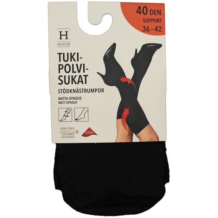 House naisten tukipolvisukat 40 den musta, koko 36-42