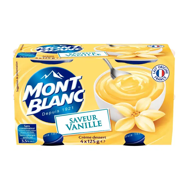 Mont Blanc Vanilja Cream Dessert Vanille vaniljanmakuinen vanukas 4X125 g
