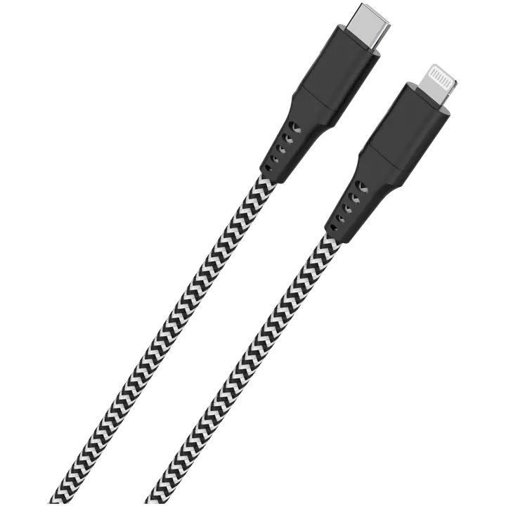 Datakaabel USB-C-Lightning MFI 1,5m punutud