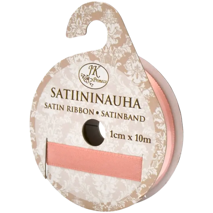 J.K. Primeco satiininauha 1cm x 10m vanha rosa