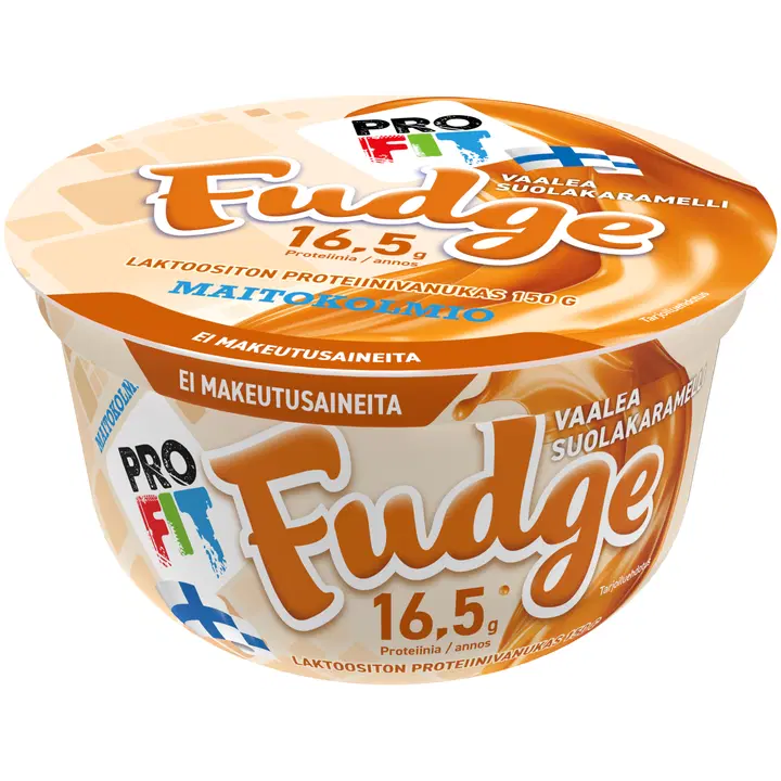 Maitokolmio PROFIT Fudge laktoositon proteiinivanukas vaalea suolakaramelli 150g