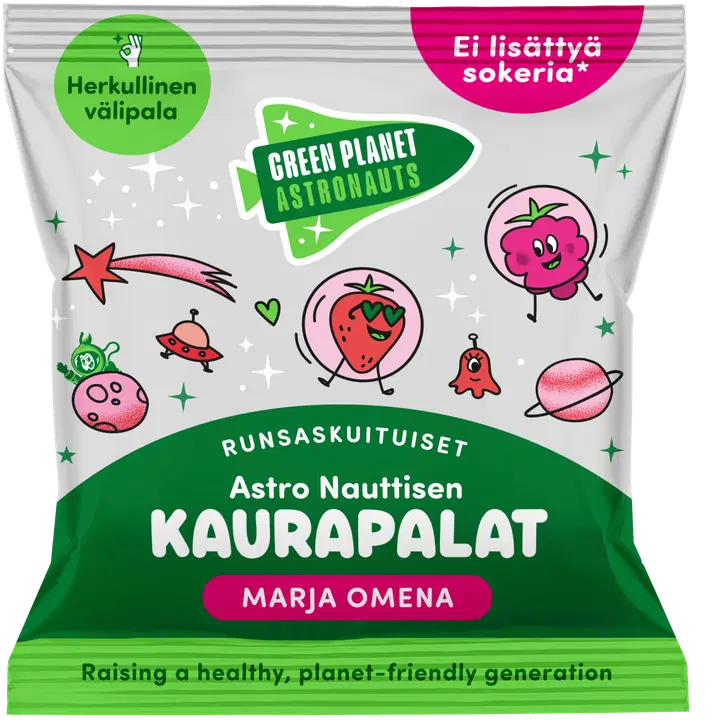 Luomu Green Planet Astronauts Astro Nauttisen Kaurapalat Marja-Omena 40g