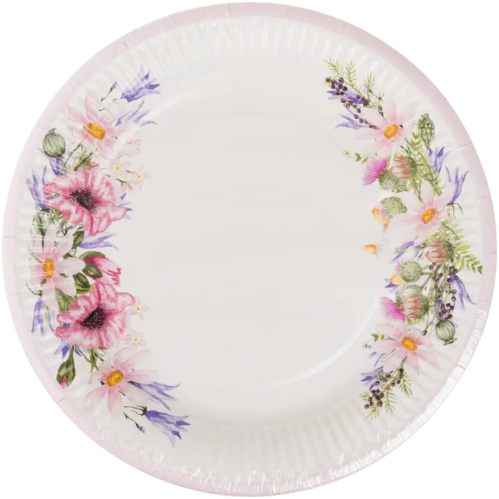 Picnic Smile papptaldrikud 23cm 10tk suvelilled