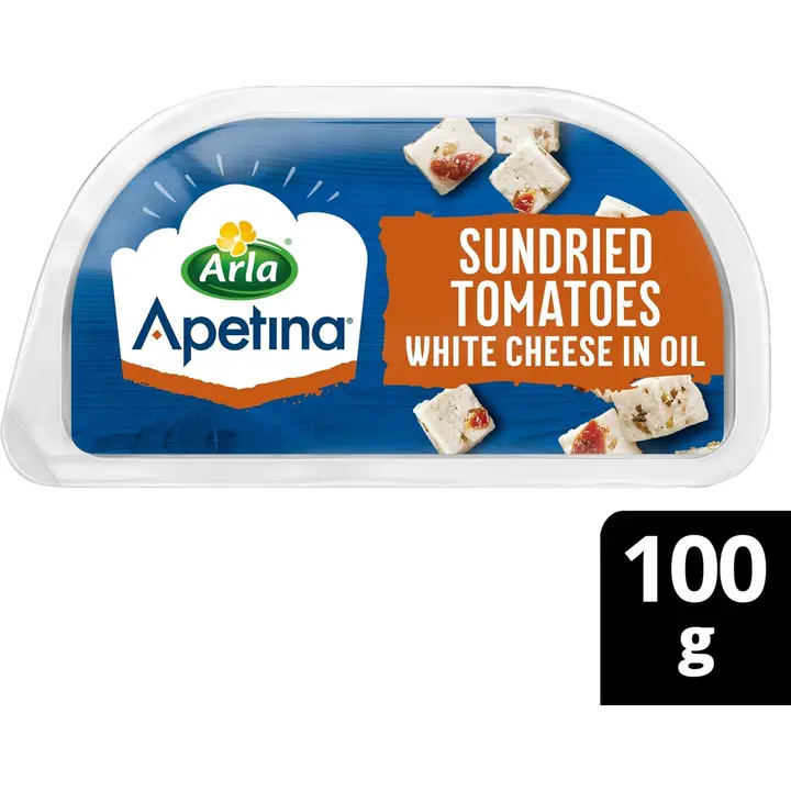 Arla Apetina 100/70g snack aurinkokuivatut tomaatit ja salaattijuustokuutioita öljyssä