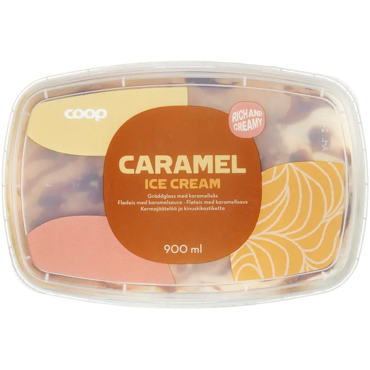 Coop kinuskikermajäätelö 900 ml/450 g