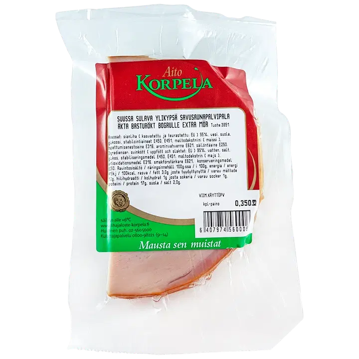 Korpela suussa sulava ylikypsä savusaunapalvipala 350g