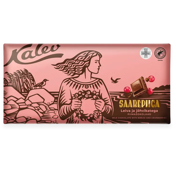 KALEV Saarepiiga piimašokolaad leiva ja jõhvikatega 270g