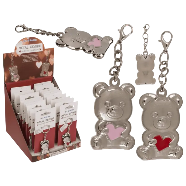 Avaimenperä nalle ja sydän, metallia 1 kpl