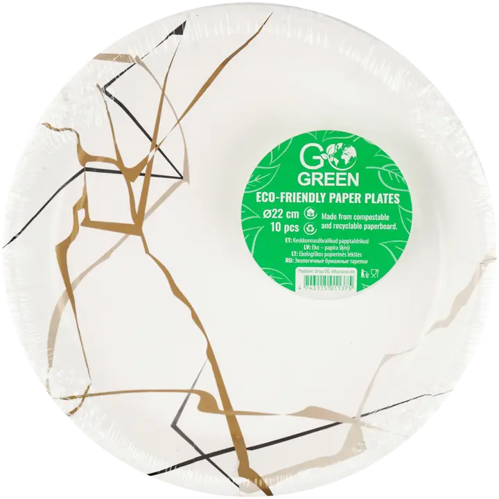 Go Green papptaldrikud Marmor 22cm 10tk