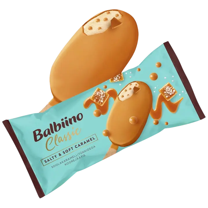 Classic soolakaramellitükkidega koorejäätis karamelliglasuuris 90ml/69g