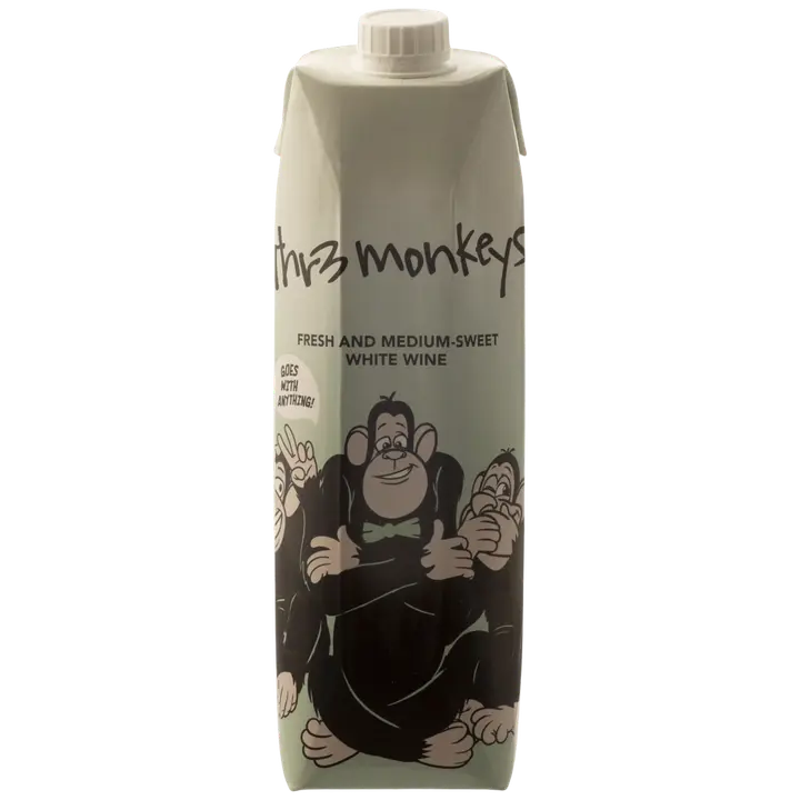 Thr3 Monkeys Fresh&Medium Sweet White valkoviini 8 til-% 1 L tlk