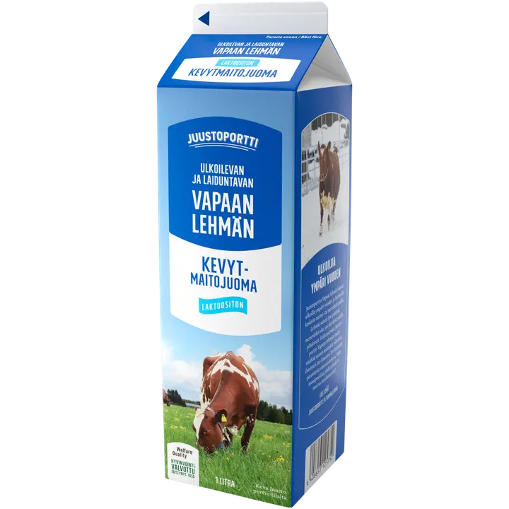 Juustoportti Vapaan lehmän kevytmaitojuoma 1 l laktoositon