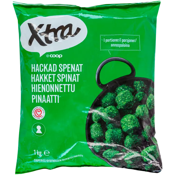 Xtra Hienonnettu pinaatti 1 kg pakaste