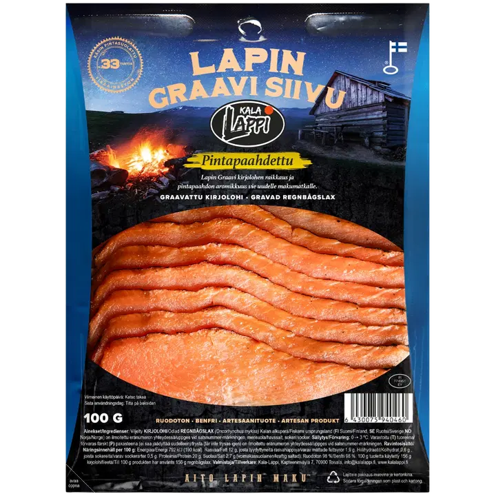 Lapin Graavi kirjolohifileesiivu 100g, pintapaahdettu