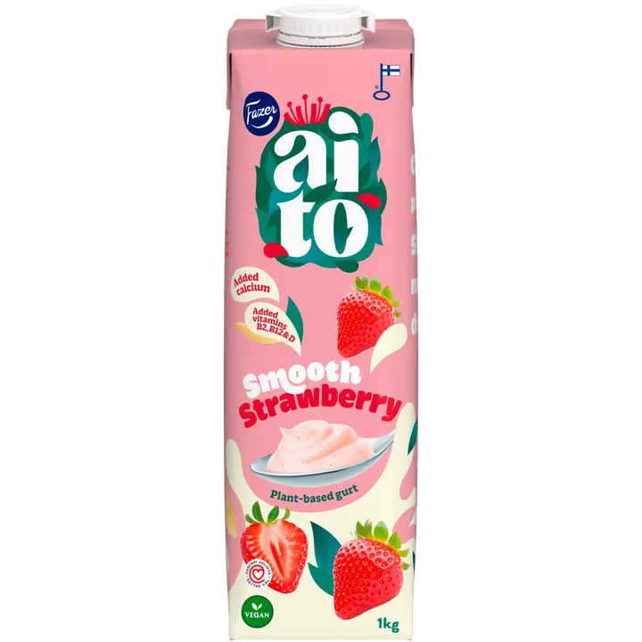 Fazer Aito Kasvipohjainen Gurtti Mansikka 1 kg, mansikkakauravälipala