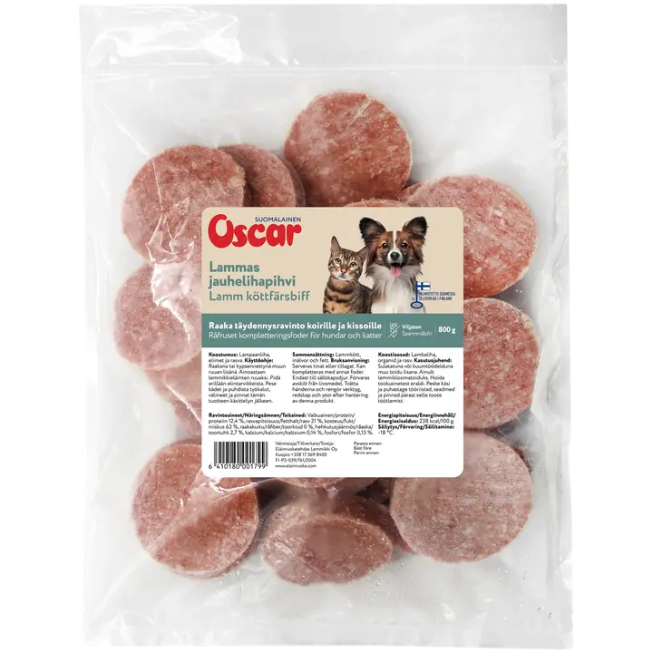 Oscar Lammas raakapakastettu jauhelihapihvi 800 g