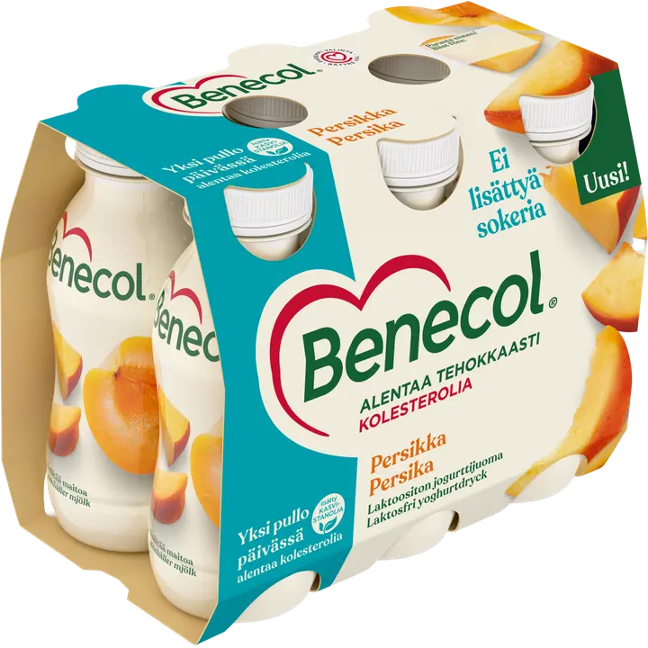 Benecol 6x100g jogurttijuoma persikka laktoositon kolesterolia alentava