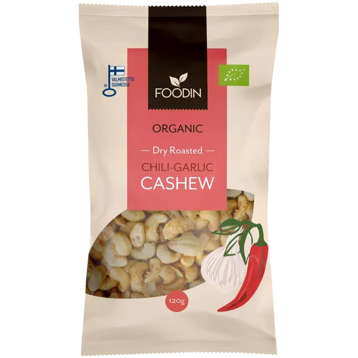 Foodin Chili-Garlic Cashew, luomu 120g