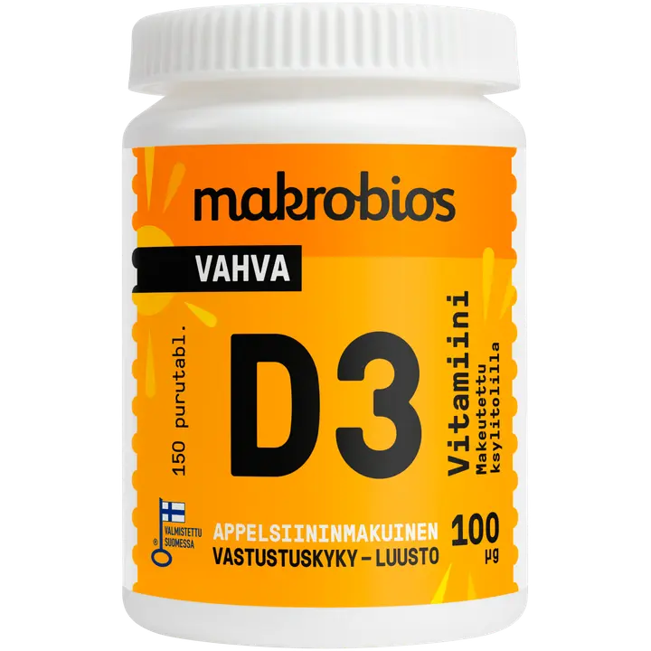 Makrobios Vahva D3-vitamiini appelsiini 100mcg 150 tablettia 53g