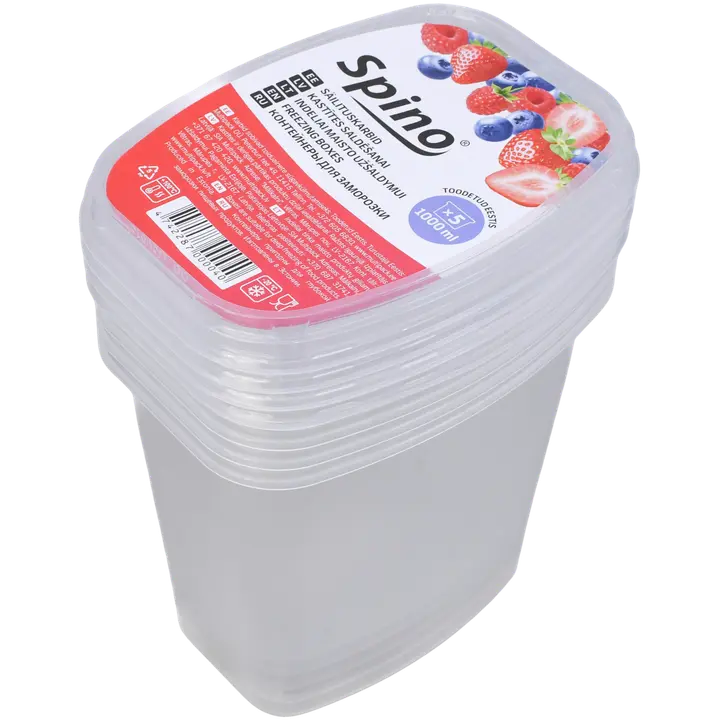 Spino säilituskarbid 1l läbipaistev karp+kaas pakis 5+5tk