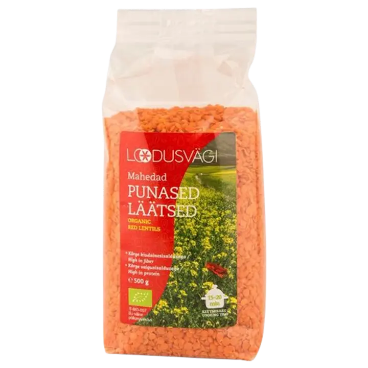 Loodusvägi punased läätsed poolitatud 500 g
