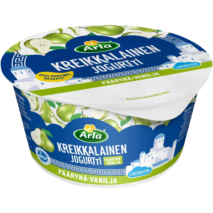 Arla Kreikkalainen Päärynä-vaniljajogurtti 150 g laktoositon