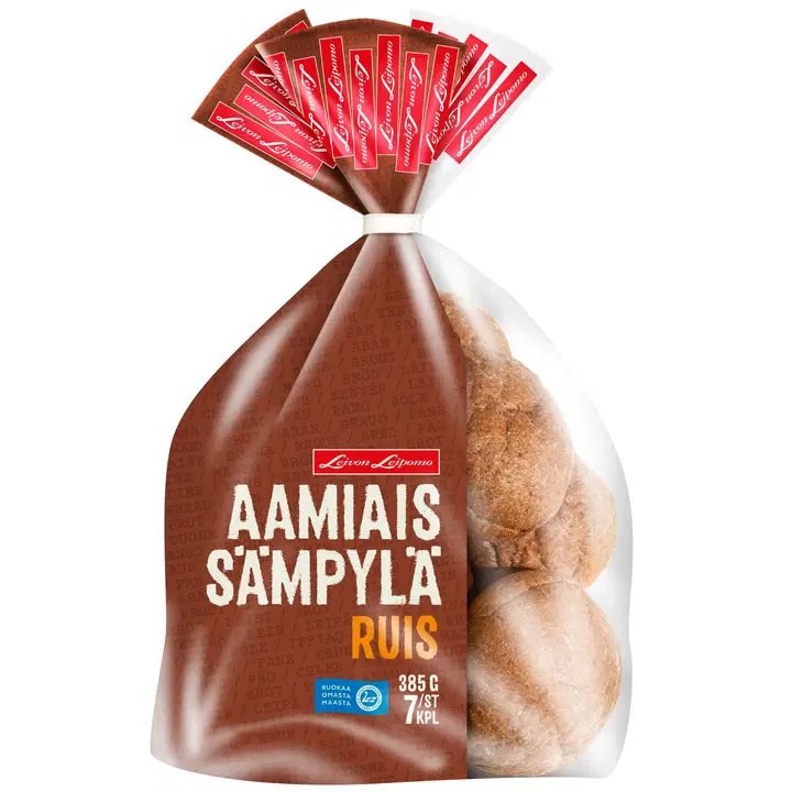 Leivon Leipomo Aamiaissämpylä Ruis 7 kpl 385g rukiinen vehnäsämpylä