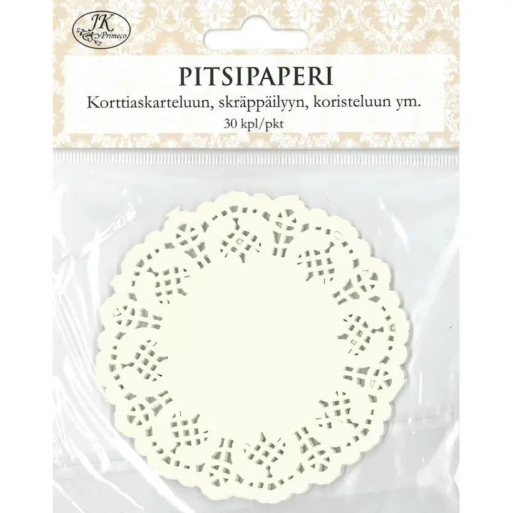 J.K. Primeco pitsipaperi ympyrä valkoinen 30kpl/pkt