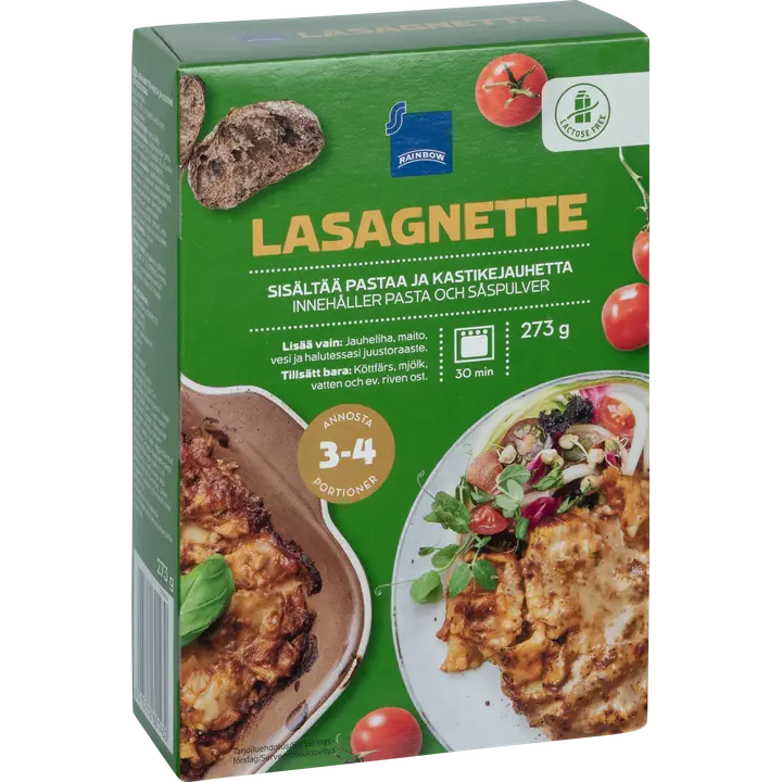 Lasanjetteplaadid, kastmeained 273 g, laktoosivaba