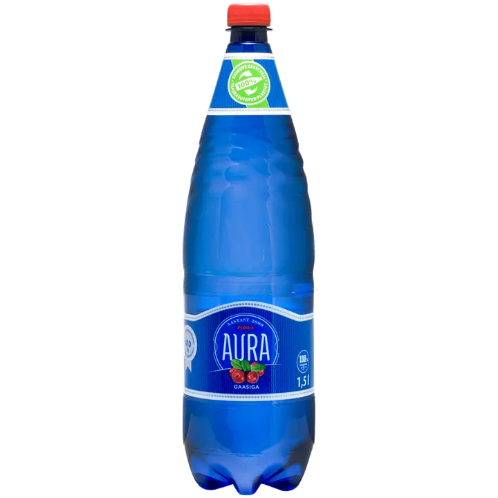 Aura Plus Pohlamaitseline kergelt gaseeritud vesi 1,5 l