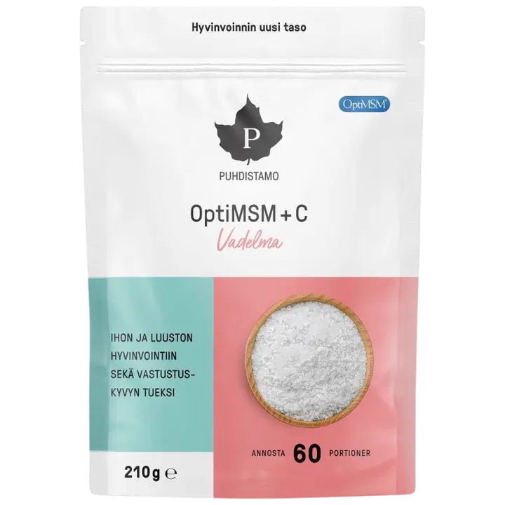 Puhdistamo OptiMSM+C -jauhe Vadelma 210 g
