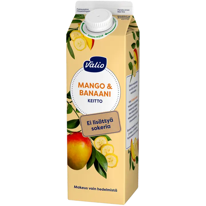 Valio mango-banaanikeitto 1 kg ei lisättyä sokeria, makeutusaineeton