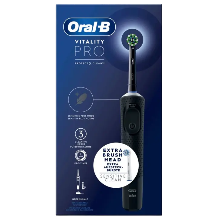 Oral-B Vitality Pro Black -sähköhammasharja Braun-tekniikalla, 2 vaihtoharjaa
