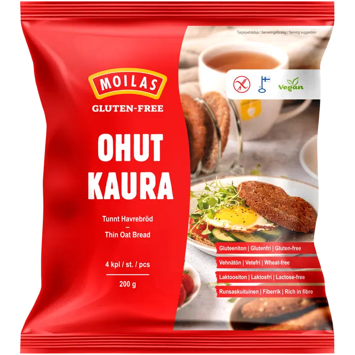 Moilas Gluten-Free Ohut Kaura Kaurapalaleipä 4/200g kypsä pakaste