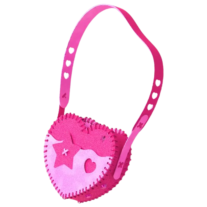 Roosa südame käekoti komplekt