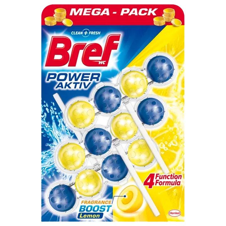 WC-värskendaja Bref Power Aktiv Lemon 3x50g
