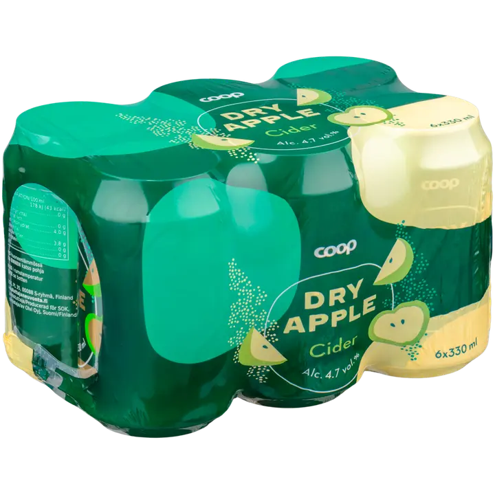 6xCoop kuiva omenasiideri 4,7% 0,33 l tlk