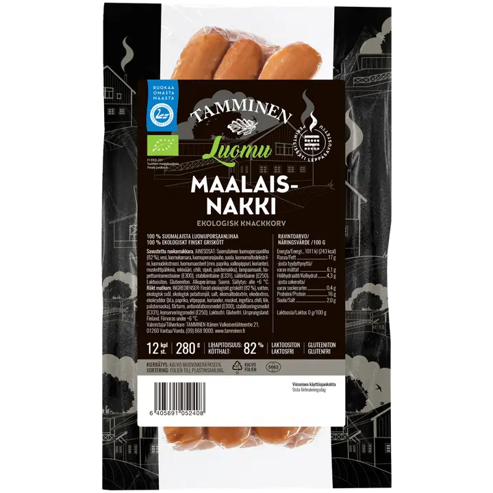 Tamminen luomu Maalaisnakki 12kpl 280g
