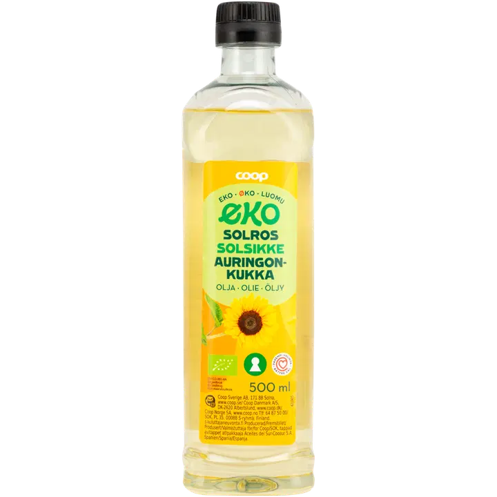 Coop auringonkukkaöljy luomu 500 ml