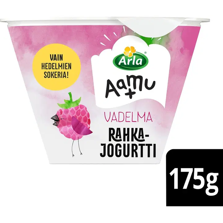 Arla Aamu+ vadelmarahkajogurtti 175 g laktoositon