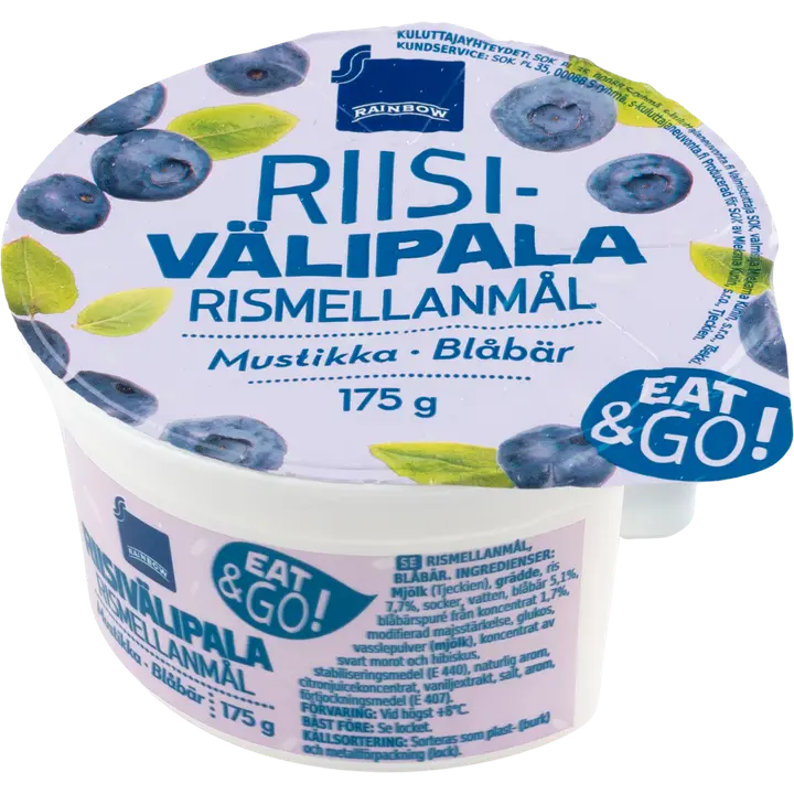 Rainbow mustika-riisivahepala 175 g