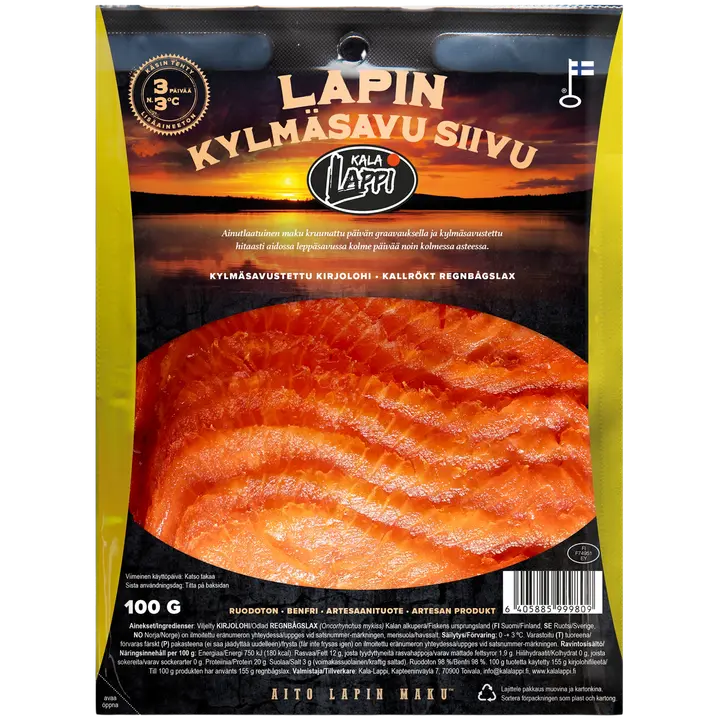 Kala-Lappi Lapin Kylmäsavu kirjolohifileesiivu 100g