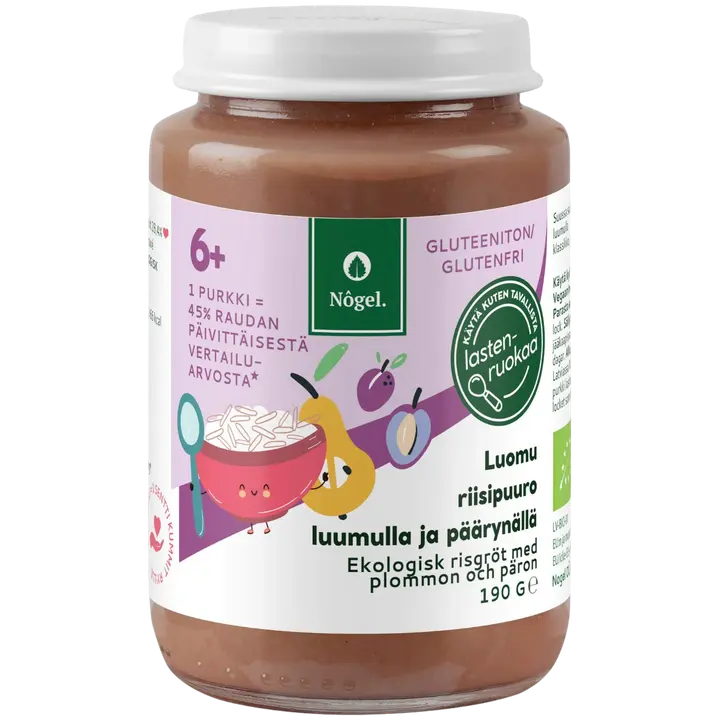 Nôgel luomu riisipuuro luumulla ja päärynällä, 190 g