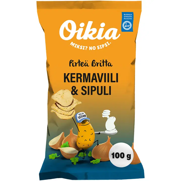 Oikia Pirteä Britta kermaviili-sipuli perunalastut 100g
