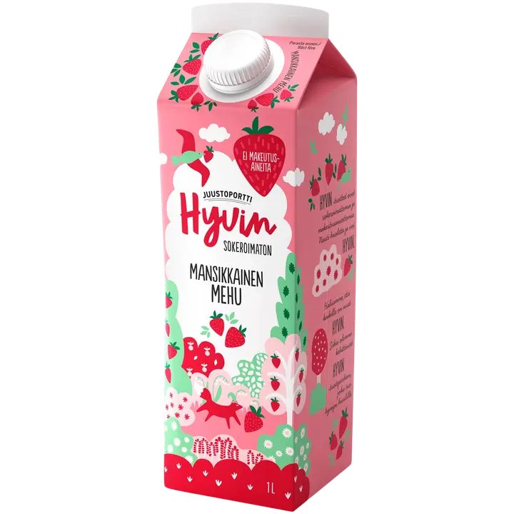 Juustoportti Hyvin mehu 1 l mansikkainen