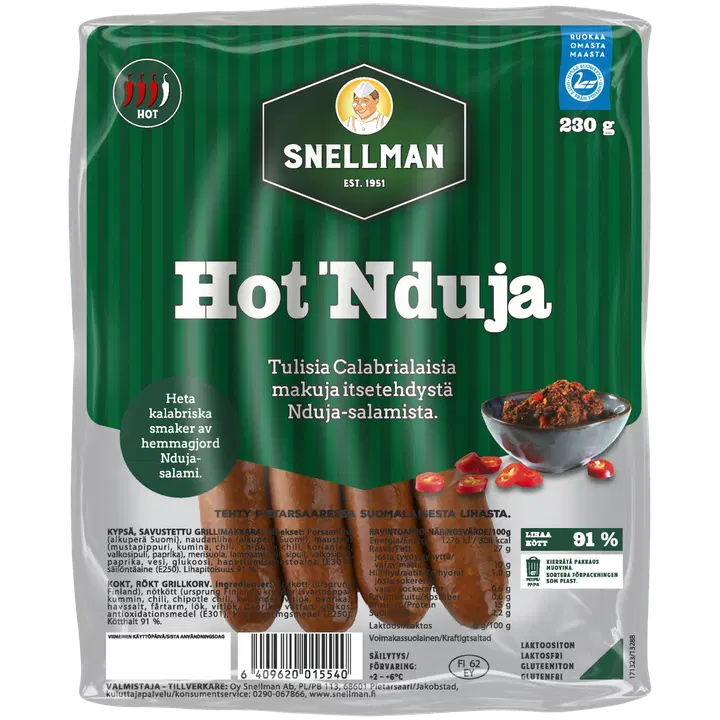 Snellman hot nduja grillimakkara 230 g