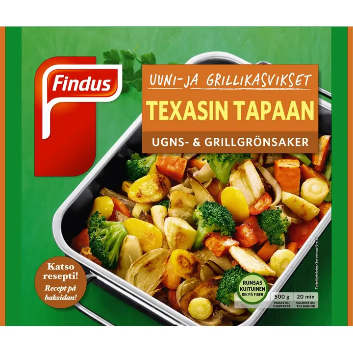 Findus Uuni- & grillikasvikset Texas style 500g, pakaste