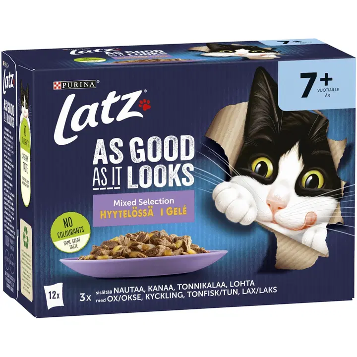 Latz 12x85g AGAIL Senior Mixed lajitelma hyytelössä 4 varianttia kissanruoka