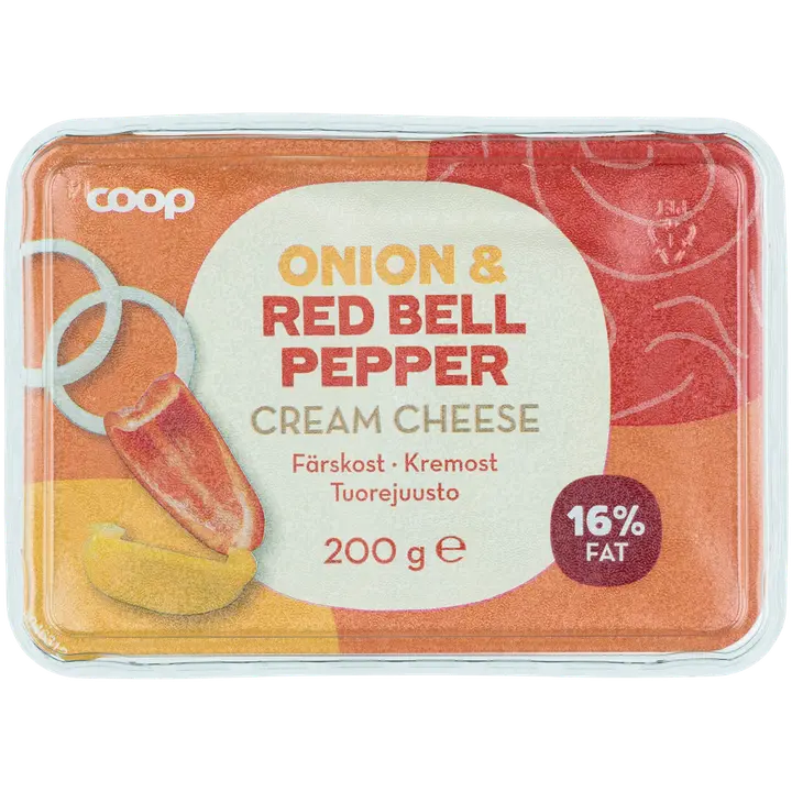 Coop sipuli ja punainen paprika tuorejuusto 200 g